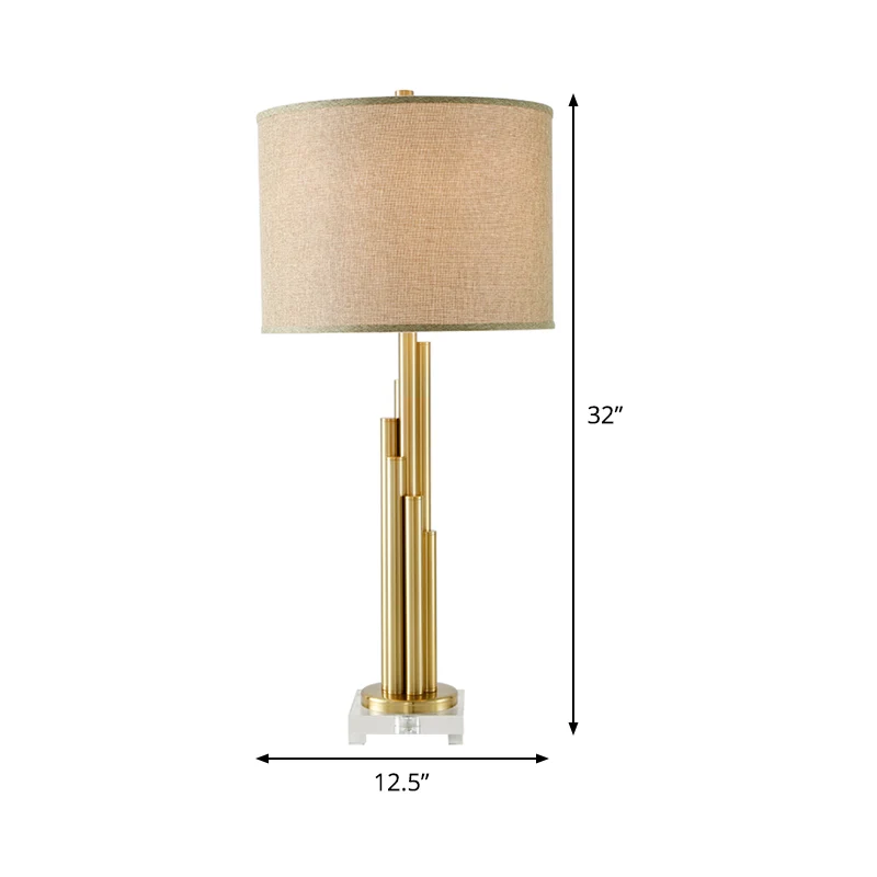 Lampe de travail de salle à manger à 1 ampoule, lampe de lecture en lin moderniste avec abat-jour en tissu tambour Clearhalo
