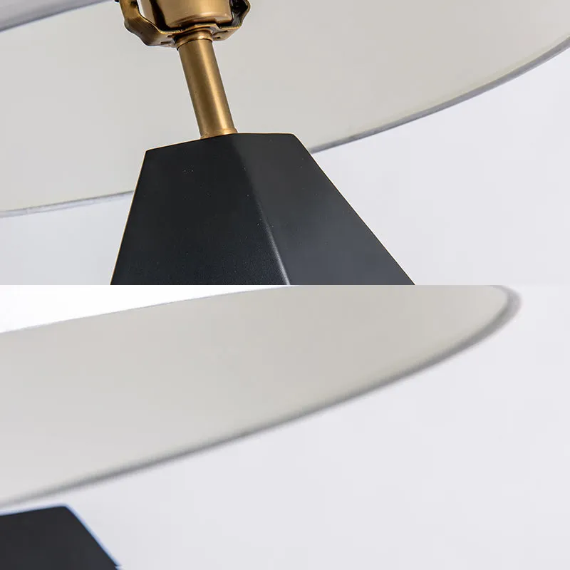 Lampe de travail tambour à 1 ampoule Lampe de lecture en métal Tradition en noir/blanc avec abat-jour en tissu Clearhalo