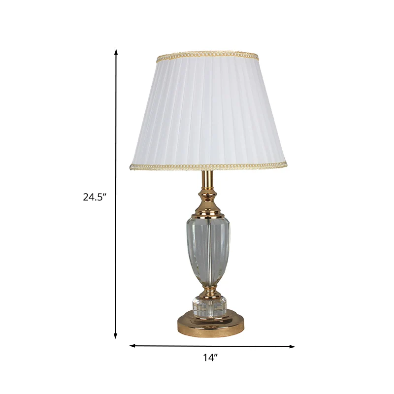Lampe de travail à tambour conique moderniste en tissu, lampe de table de chevet à 1 tête en blanc pour chevet Clearhalo