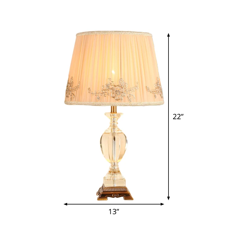 Lampe de travail en tissu incurvé modernisme, petite lampe de bureau en cristal taillé à la main, 1 ampoule, beige Clearhalo