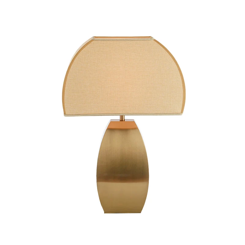 Lampe de travail à 1 tête ombragée, petite lampe de bureau en tissu moderniste en or avec base en métal Clearhalo