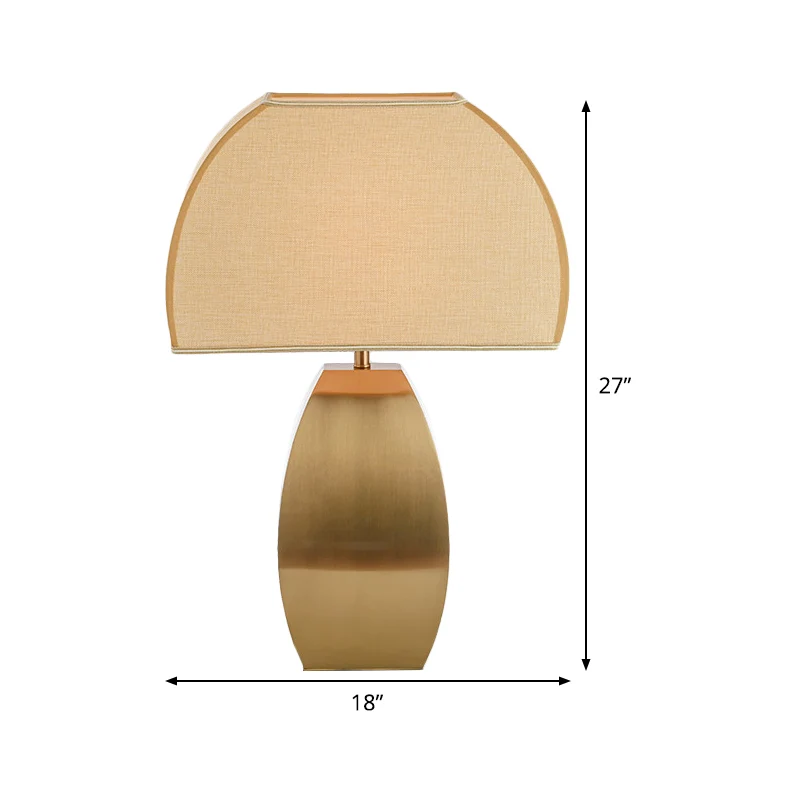 Lampe de travail à 1 tête ombragée, petite lampe de bureau en tissu moderniste en or avec base en métal Clearhalo