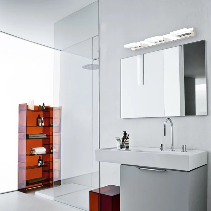 Lampe de vanité carrée rotative en acrylique, éclairage minimaliste en Nickel LED pour salle de bain Clearhalo