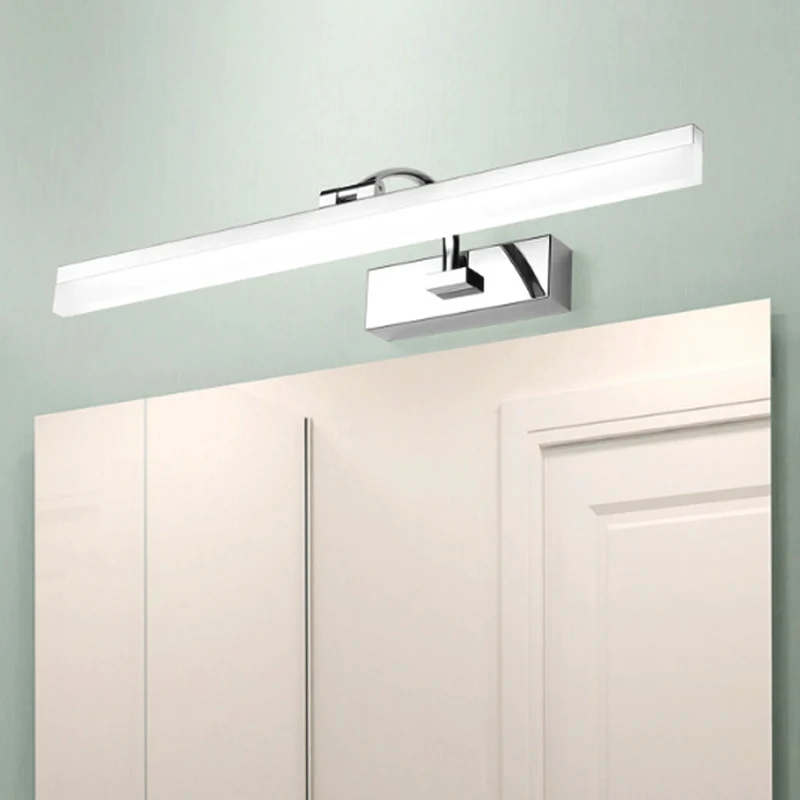 Lampe de vanité mince en acrylique, Style contemporain, finition chromée, lampe murale pour salle de bain, diamètre 16 "/...