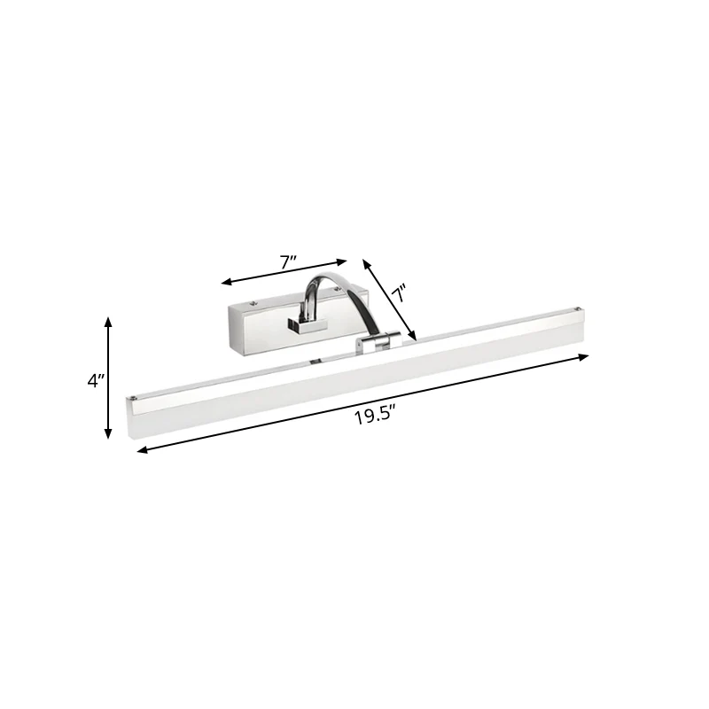 Lampe de vanité mince en acrylique, Style contemporain, finition chromée, lampe murale pour salle de bain, diamètre 16 "/...