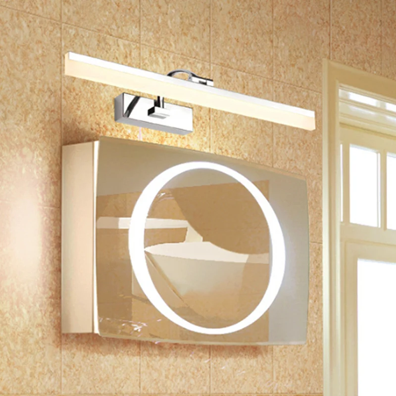 Lampe de vanité mince en acrylique, Style contemporain, finition chromée, lampe murale pour salle de bain, diamètre 16 "/...