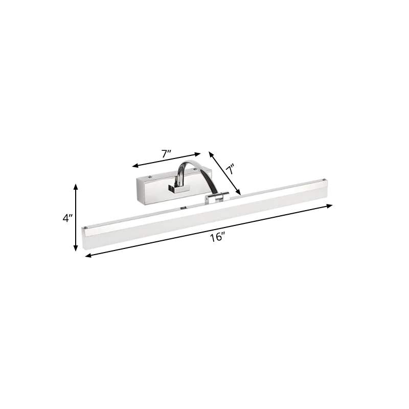 Lampe de vanité mince en acrylique, Style contemporain, finition chromée, lampe murale pour salle de bain, diamètre 16 "/...