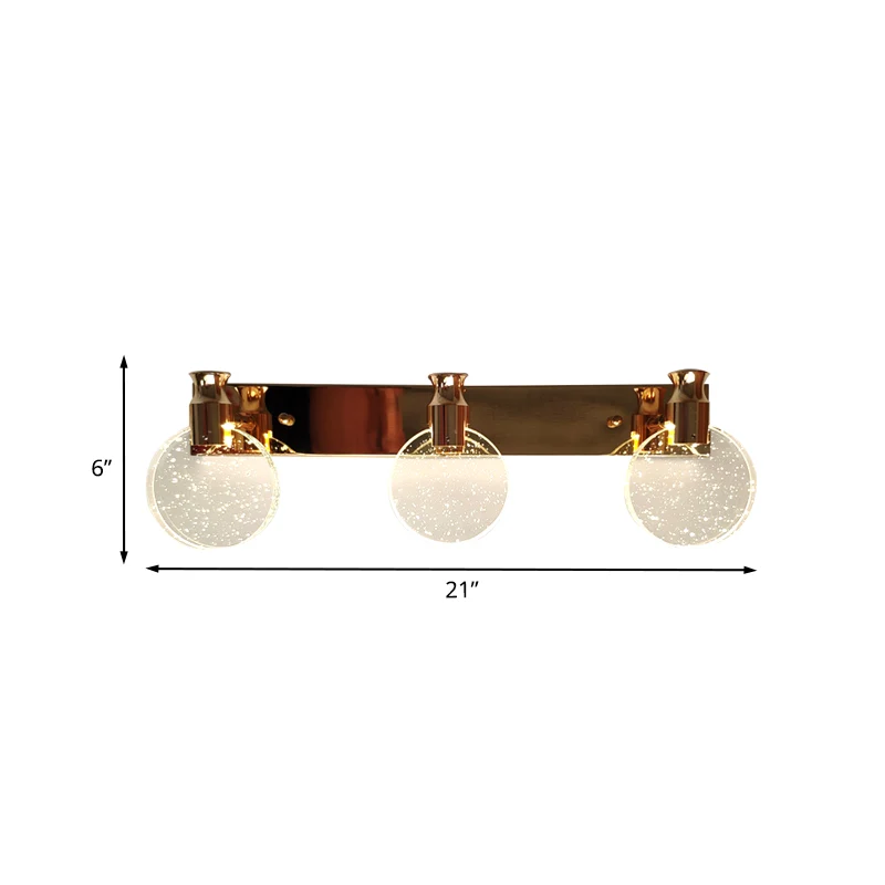 Lampe de vanité murale circulaire en cristal biseauté, éclairage de maquillage de salle de bain LED minimaliste en or Clea...