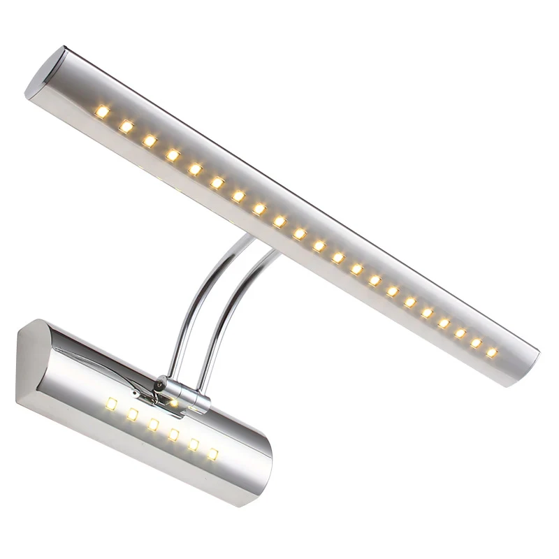 Lampe de vanité murale linéaire au fini nickel, lampe minimaliste à LED en métal réglable Clearhalo