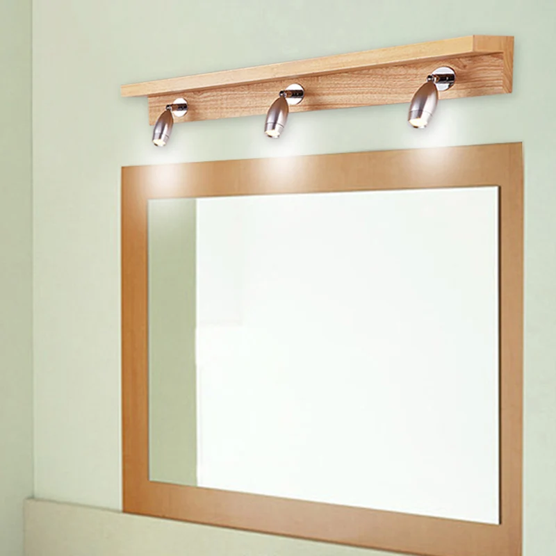 Lampe de vanité rotative en forme de balle, moderne en métal, 3 lumières, éclairage mural en bois, lumière chaude/blanche...