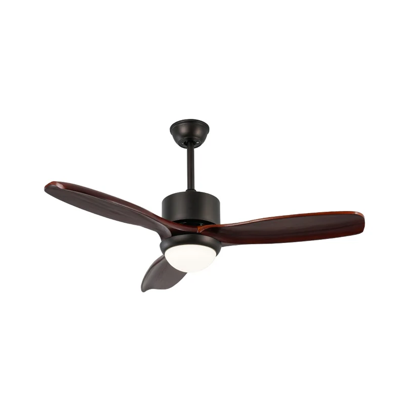 Lampe de ventilateur de plafond à cylindre en métal à 3 pales, lampe LED semi-encastrée pour salon, café foncé, 48 pouces...