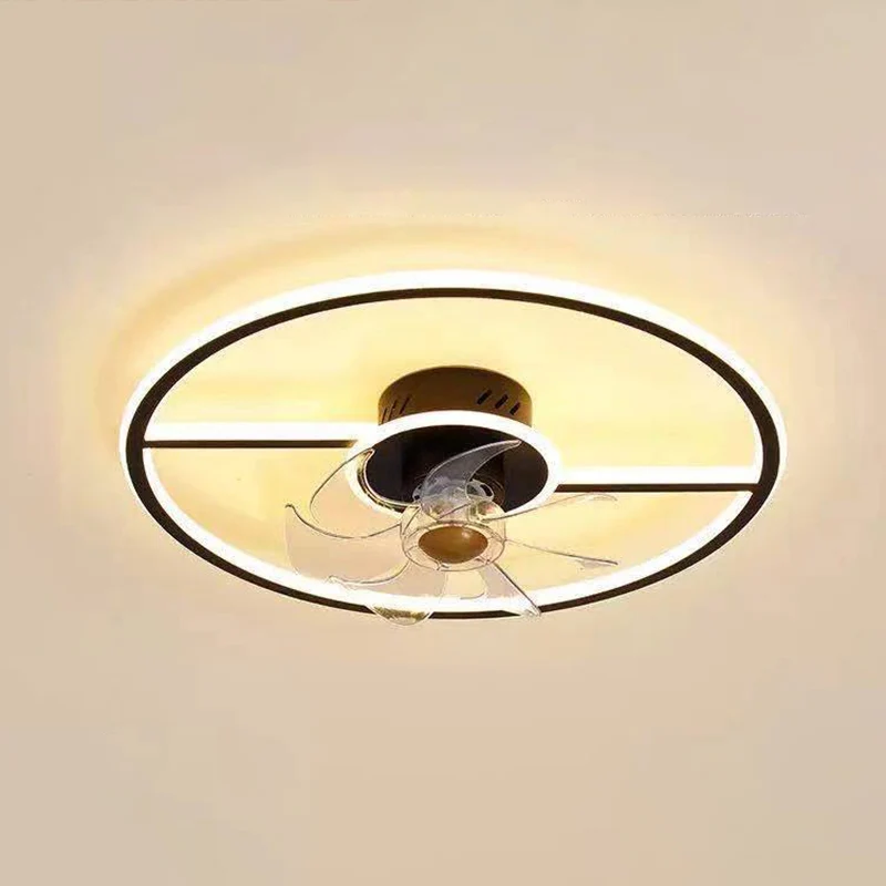 Lampe de ventilateur de plafond rectangulaire télécommandée, lampe LED semi-encastrée contemporaine en acrylique pour salo...