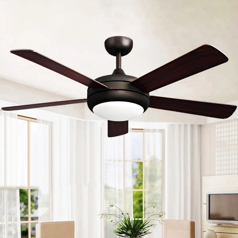 Lampe de ventilateur de plafond rustique LED à montage semi-encastré en métal noir de 45,5 po de large avec 5 pales Clearhalo