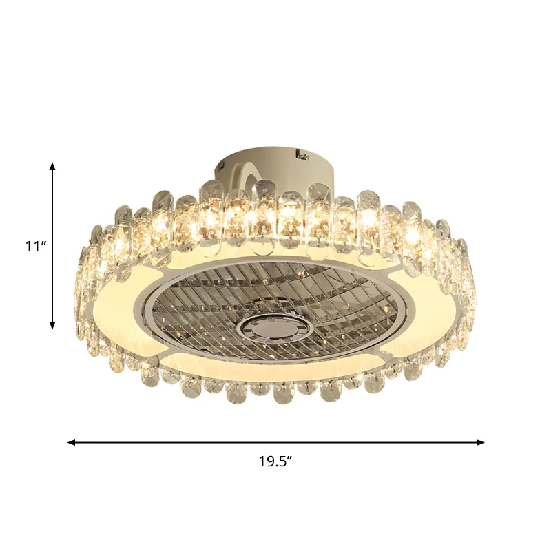 Lampe de ventilateur suspendue à tambour simple de 19,5 po de largeur, lampe semi-encastrée à LED pour salle à manger en c...