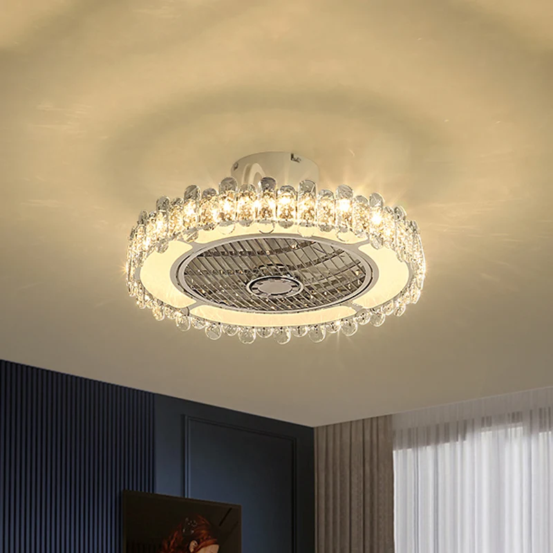 Lampe de ventilateur suspendue à tambour simple de 19,5 po de largeur, lampe semi-encastrée à LED pour salle à manger en c...