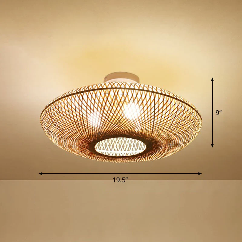 Lanterne en bambou encastré, éclairage minimaliste, 3 ampoules, en bois, pour chambre à coucher Clearhalo