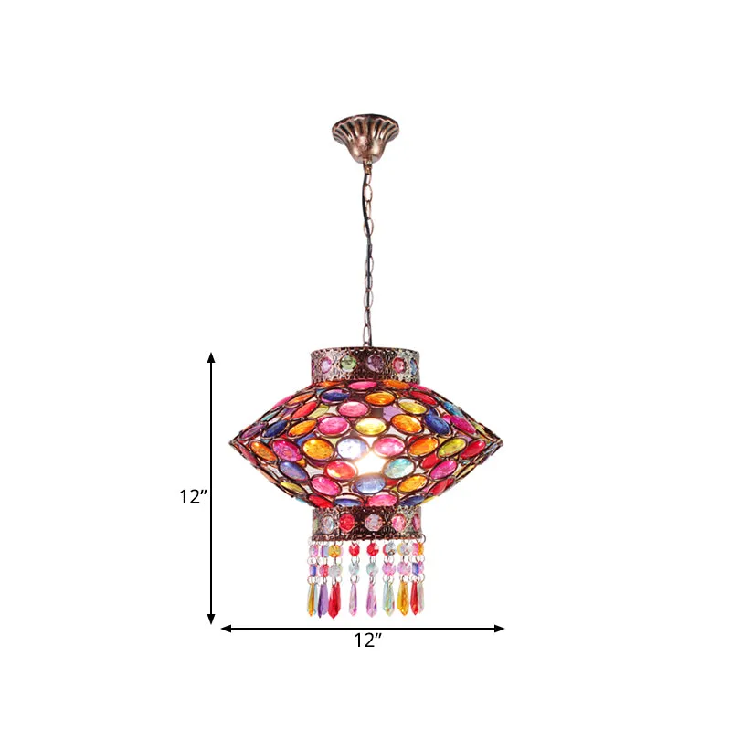 Lanterne d'éclairage à Suspension en métal rouille, lampe suspendue bohème à 1 tête pour Restaurant Clearhalo