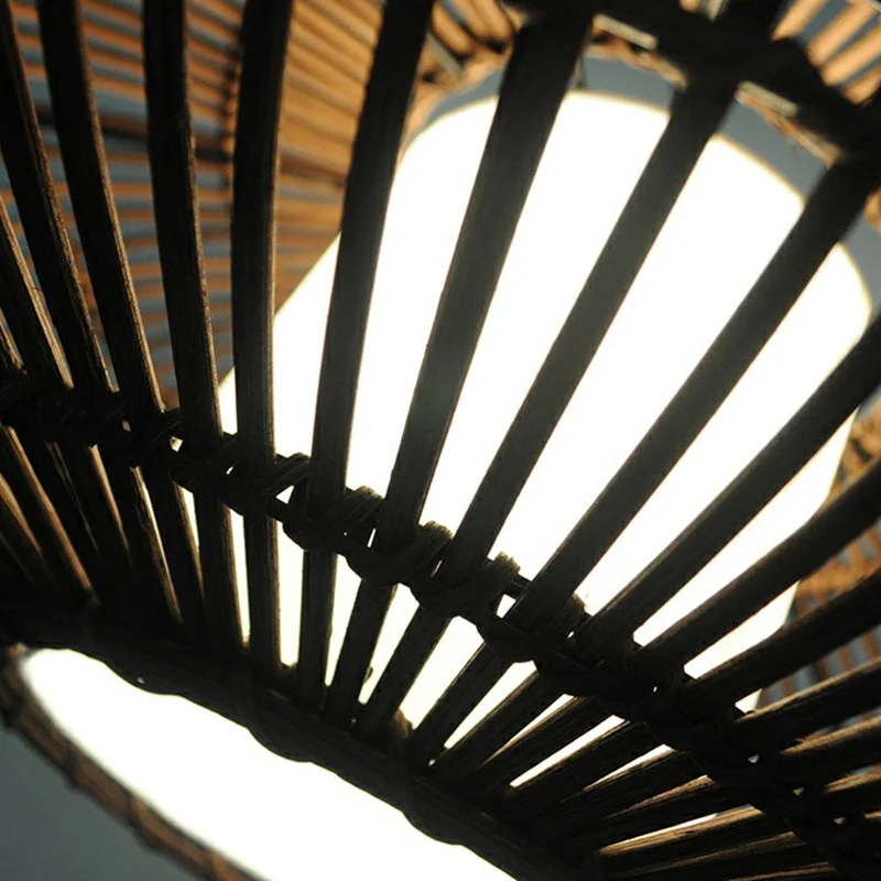 Lanterne suspendue en bambou chinois, 1 lumière, éclairage suspendu pour salle à manger Clearhalo