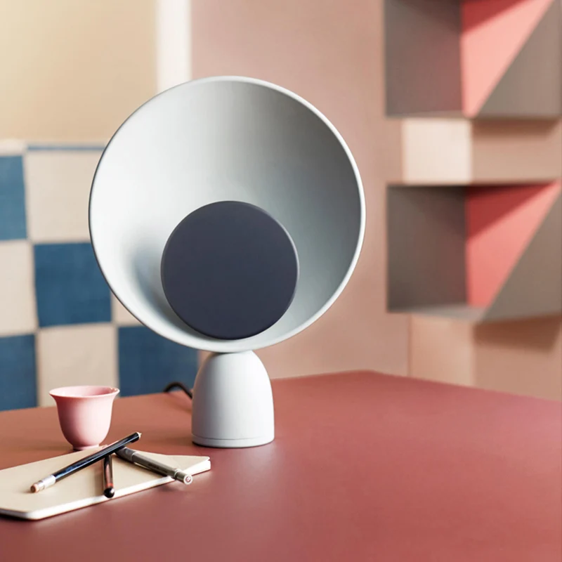 LED chambre liseuse modernisme bleu nuit lampe de Table avec soucoupe abat-jour en métal Clearhalo