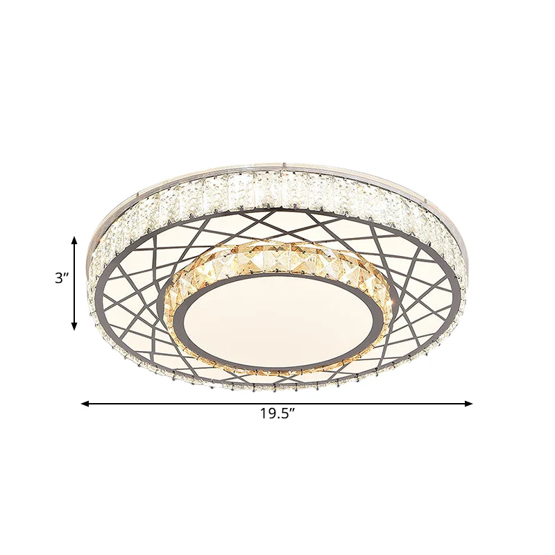 LED clair biseauté blocs de cristal luminaire moderne en acier inoxydable rond grande pièce encastré luminaire Clearhalo