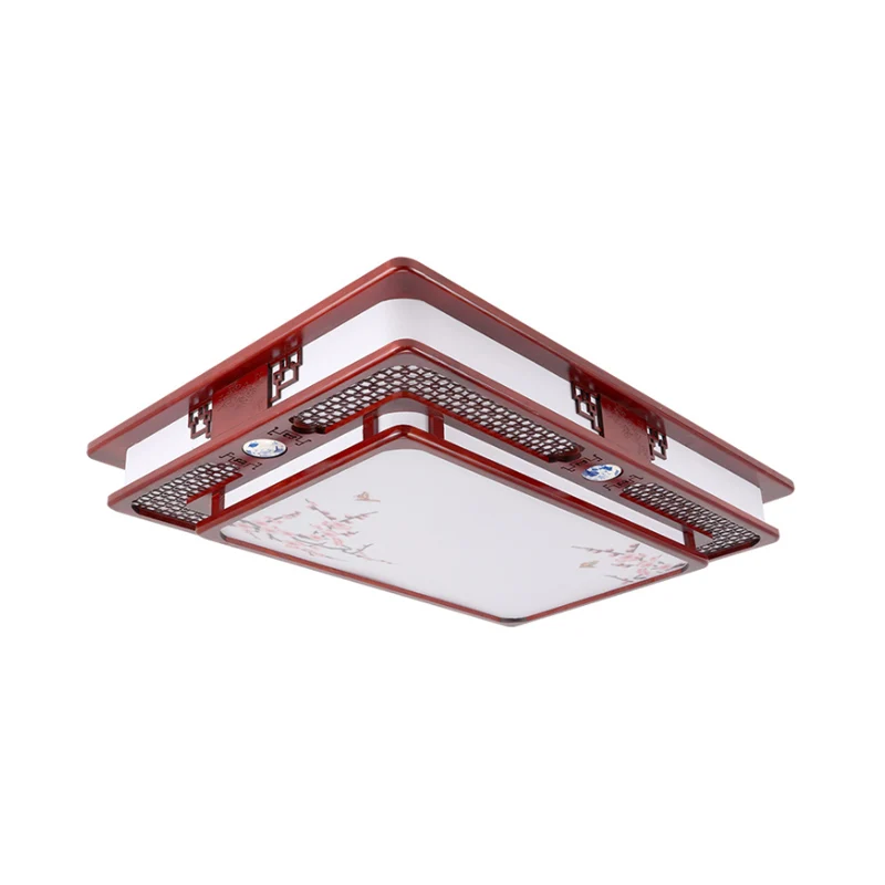 LED encastré classique élégant fleur/oiseau/branche bois près du plafonnier en rouge foncé pour le salon Clearhalo