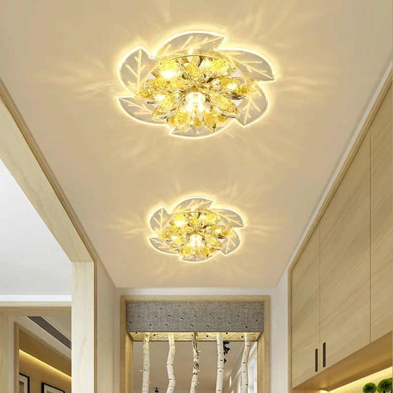 LED plafonnier encastré modernisme fleur petit cristal clair encastré luminaire Clearhalo