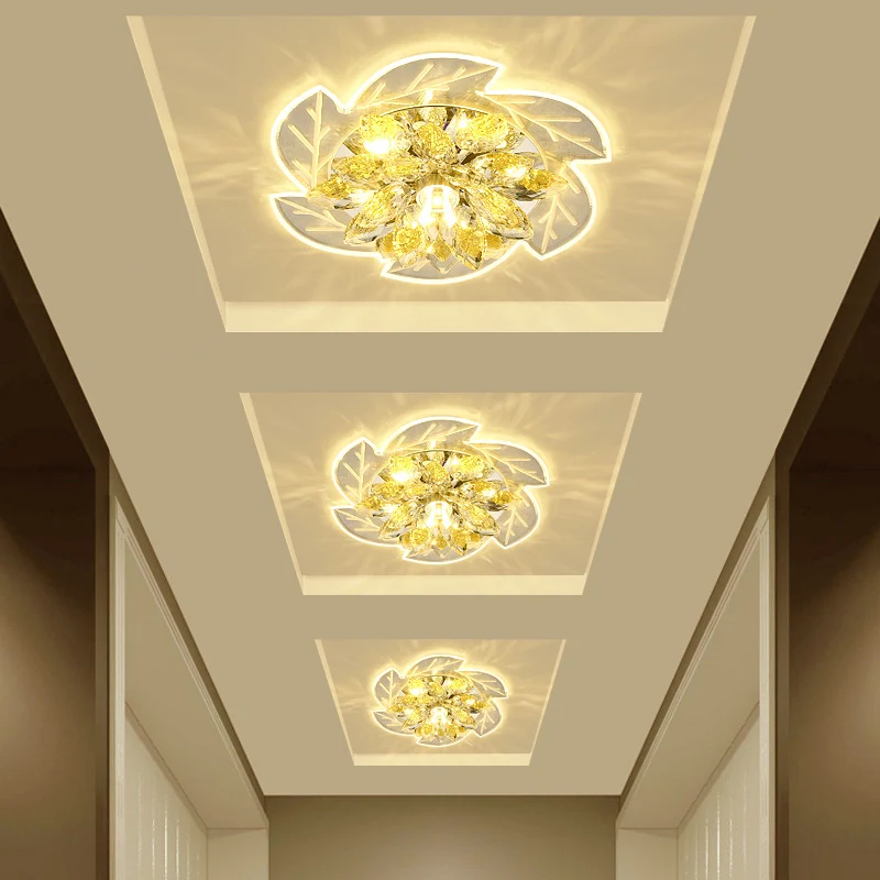 LED plafonnier encastré modernisme fleur petit cristal clair encastré luminaire Clearhalo