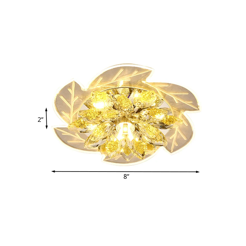 LED plafonnier encastré modernisme fleur petit cristal clair encastré luminaire Clearhalo