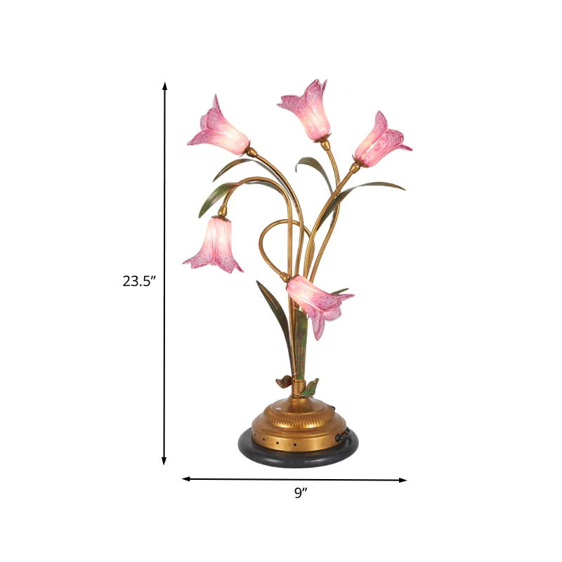 Lily chambre Table de nuit éclairage romantique pastorale métal 5 lumières en laiton LED lampe de chevet Clearhalo