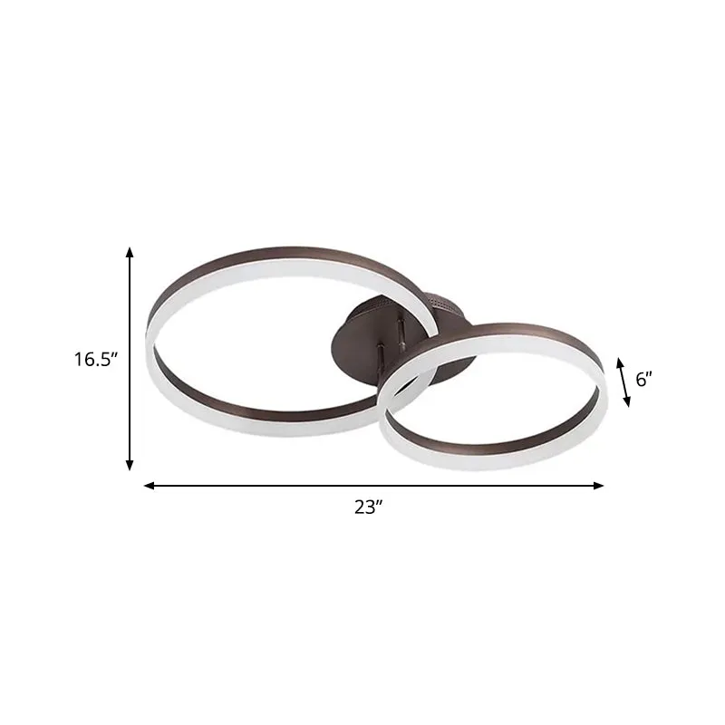 Loop Chambre Plafonnier Encastré Acrylique LED 27,5"/35,5"/43" Large Minimaliste Marron Semi-Encastré en Lumière Chaude/Bl...