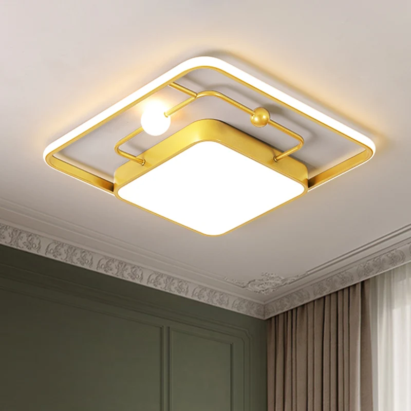 Luminaire carré encastré moderniste en fer noir/or LED plafonnier en lumière chaude/blanche, largeur 16,5"/20,5" Clearhalo