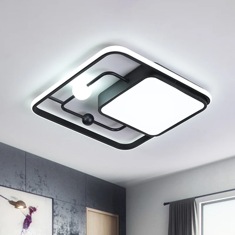 Luminaire carré encastré moderniste en fer noir/or LED plafonnier en lumière chaude/blanche, largeur 16,5"/20,5" Clearhalo