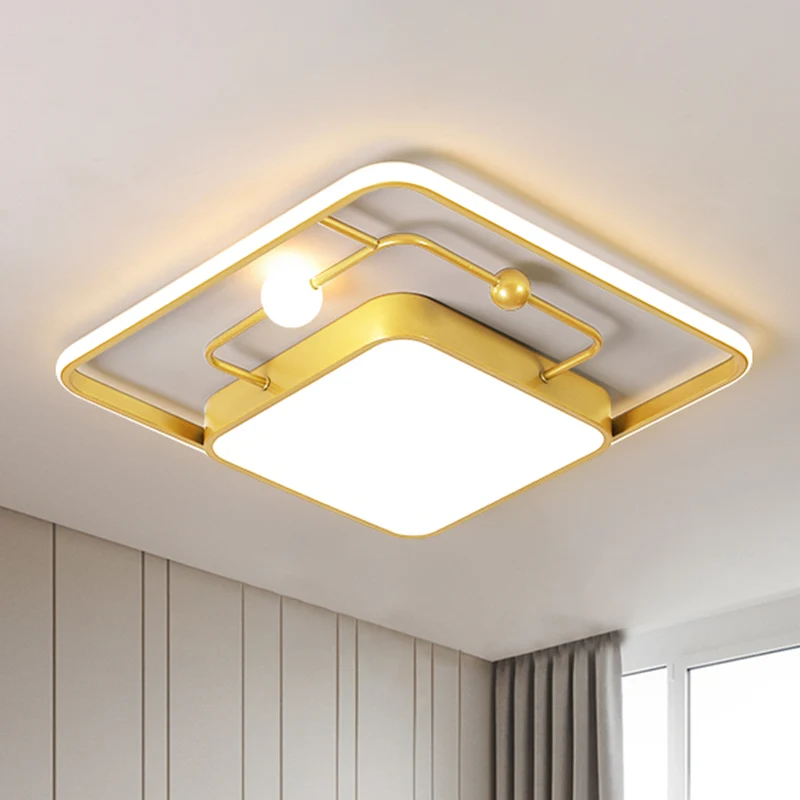 Luminaire carré encastré moderniste en fer noir/or LED plafonnier en lumière chaude/blanche, largeur 16,5"/20,5" Clearhalo