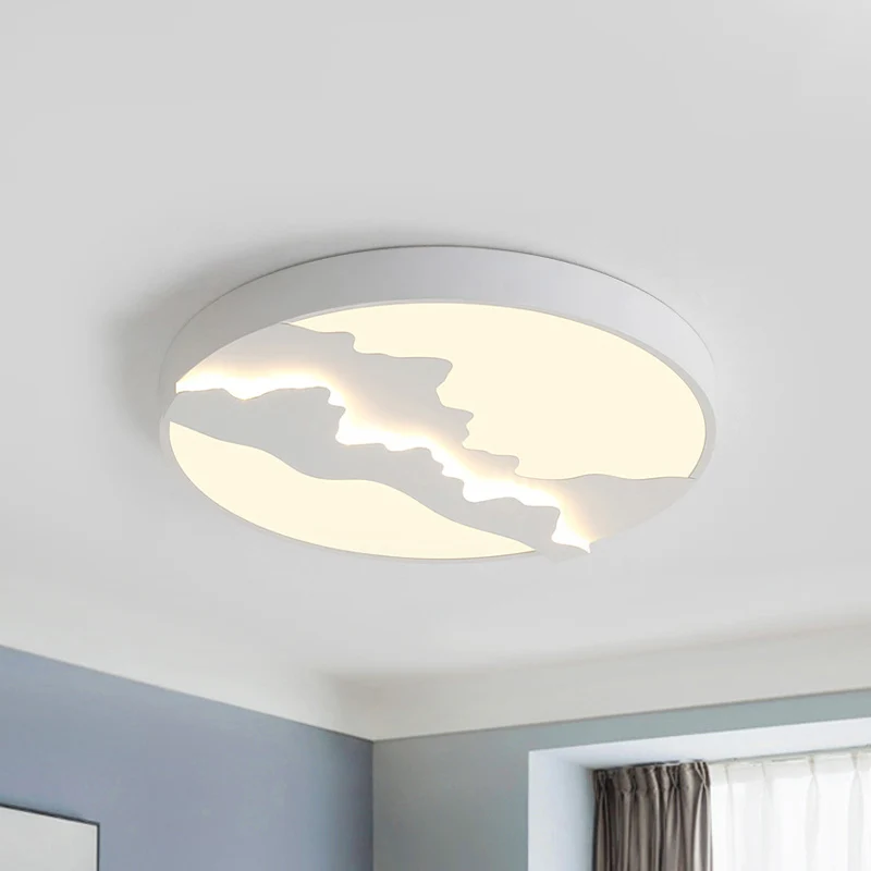 Luminaire encastré de 16 "/ 19,5" de large avec vue sur la montagne, plafonnier LED simple en métal gris/blanc, lumière ch...