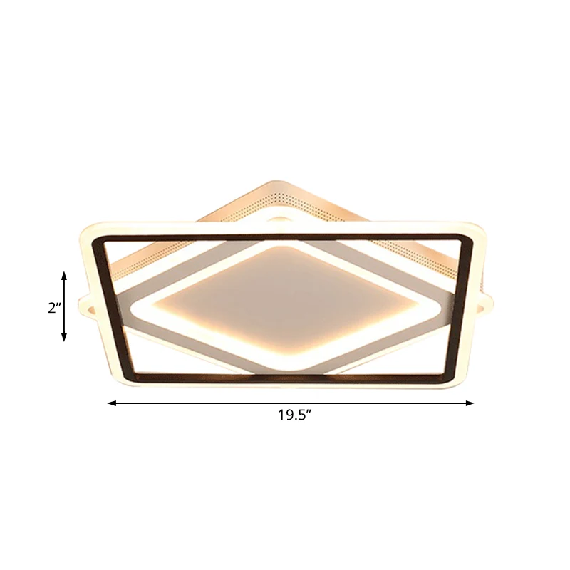 Luminaire encastré carré en métal, plafonnier LED blanc moderne en lumière blanche/chaude, 16,5"/19,5"/23,5" de large Clea...