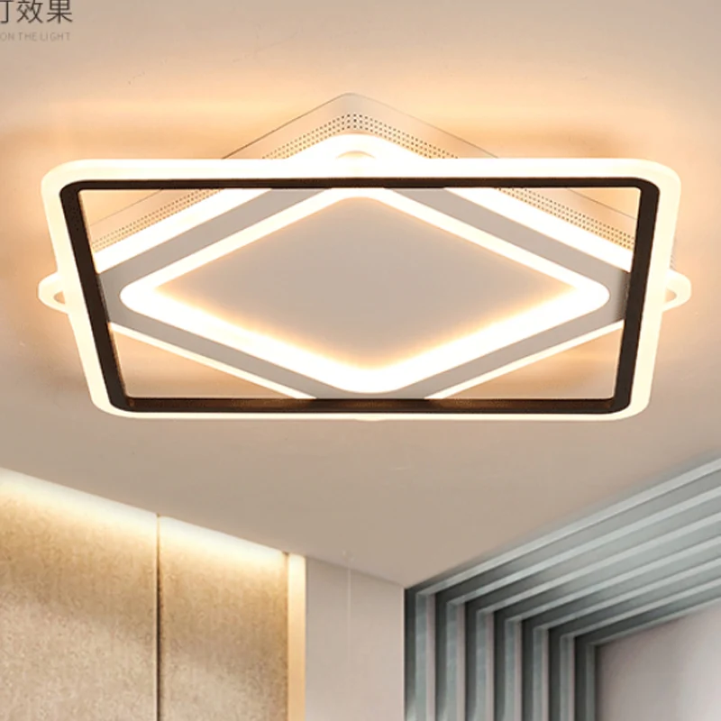Luminaire encastré carré en métal, plafonnier LED blanc moderne en lumière blanche/chaude, 16,5"/19,5"/23,5" de large Clea...