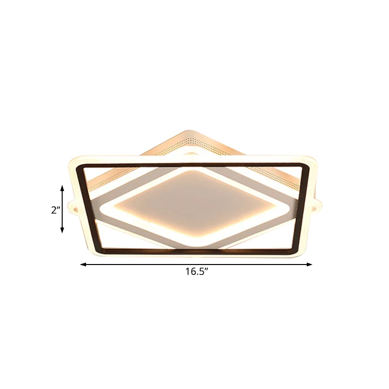Luminaire encastré carré en métal, plafonnier LED blanc moderne en lumière blanche/chaude, 16,5"/19,5"/23,5" de large Clea...