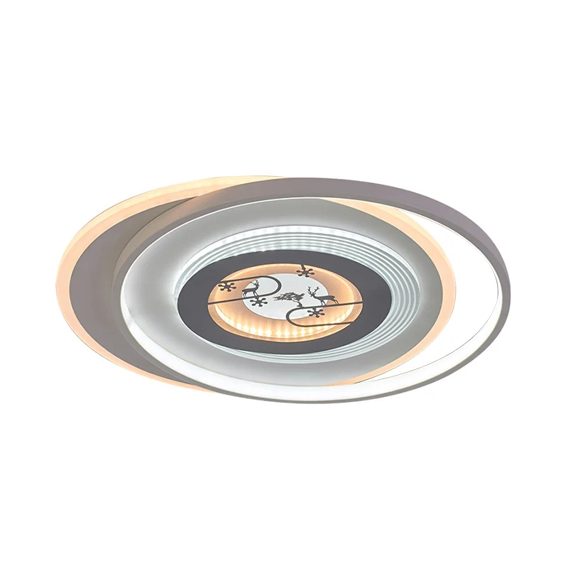 Luminaire encastré circulaire blanc, luminaire LED moderne en acrylique avec motif de cerf et d'arbre Clearhalo