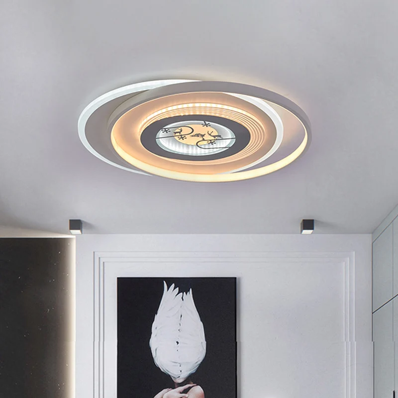 Luminaire encastré circulaire blanc, luminaire LED moderne en acrylique avec motif de cerf et d'arbre Clearhalo
