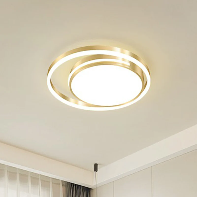 Luminaire encastré circulaire minimaliste en acrylique, lampe de plafond pour chambre à coucher en or Clearhalo