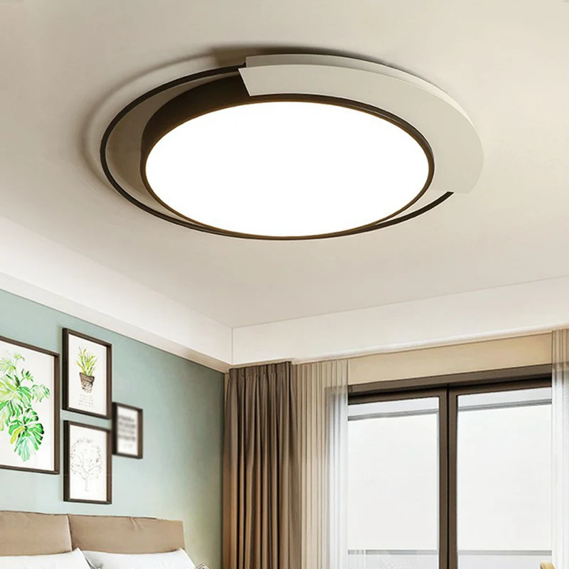 Luminaire encastré circulaire nordique en acrylique pour salon, luminaire LED en noir et blanc Clearhalo
