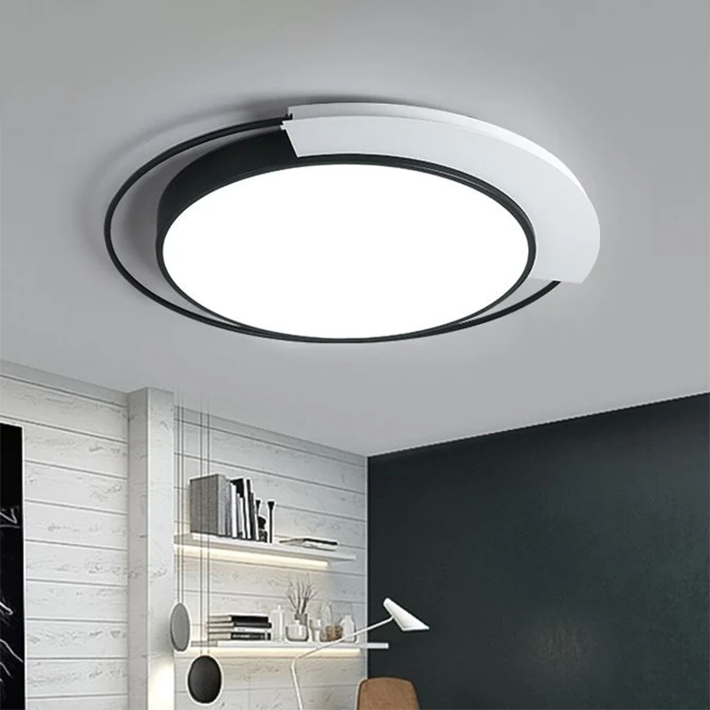 Luminaire encastré circulaire nordique en acrylique pour salon, luminaire LED en noir et blanc Clearhalo