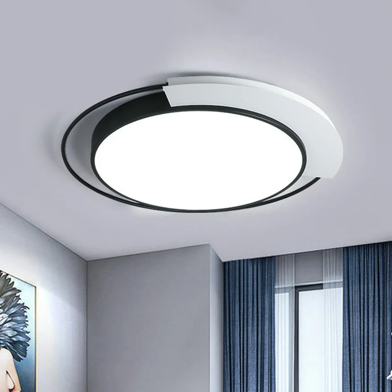 Luminaire encastré circulaire nordique en acrylique pour salon, luminaire LED en noir et blanc Clearhalo