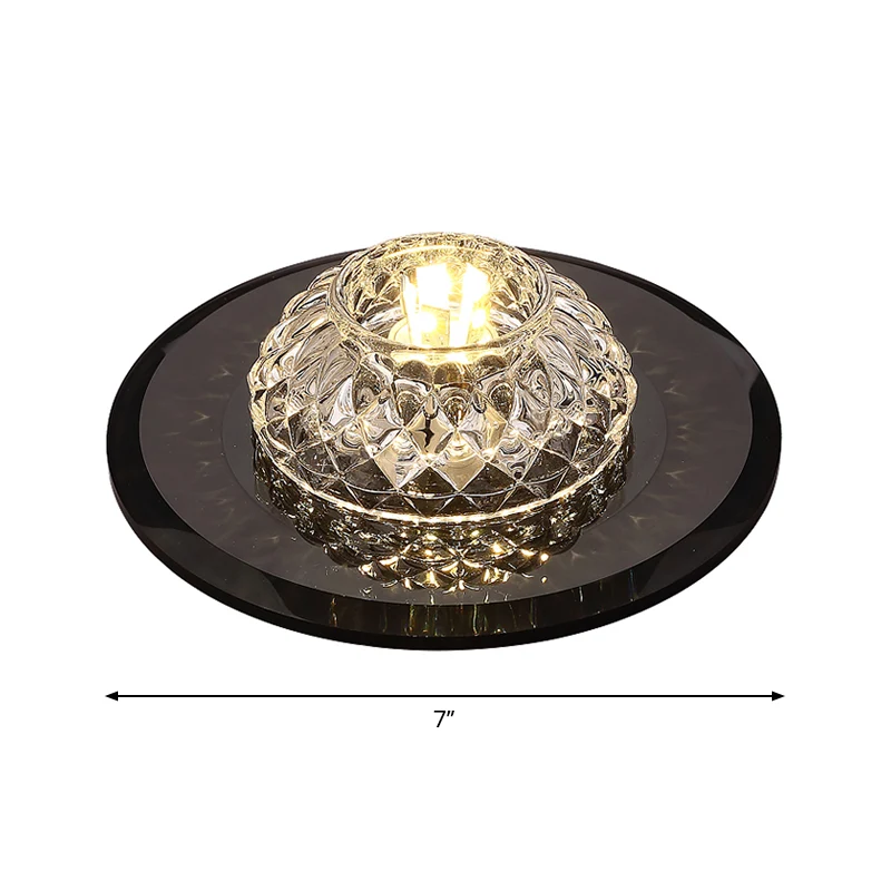 Luminaire encastré en forme de bol en treillis, minimaliste, cristal biseauté, LED noir, proche du plafond, pour porche Cl...