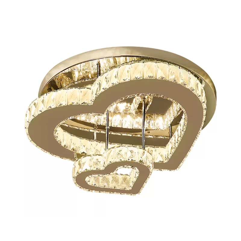 Luminaire encastré en forme de cœur minimaliste LED en cristal clair, éclairage proche du plafond pour chambre à coucher C...