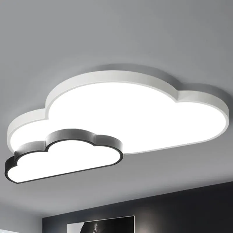Luminaire encastré en forme de nuage noir et blanc, éclairage encastré en métal à LED nordique en lumière blanche/chaude C...