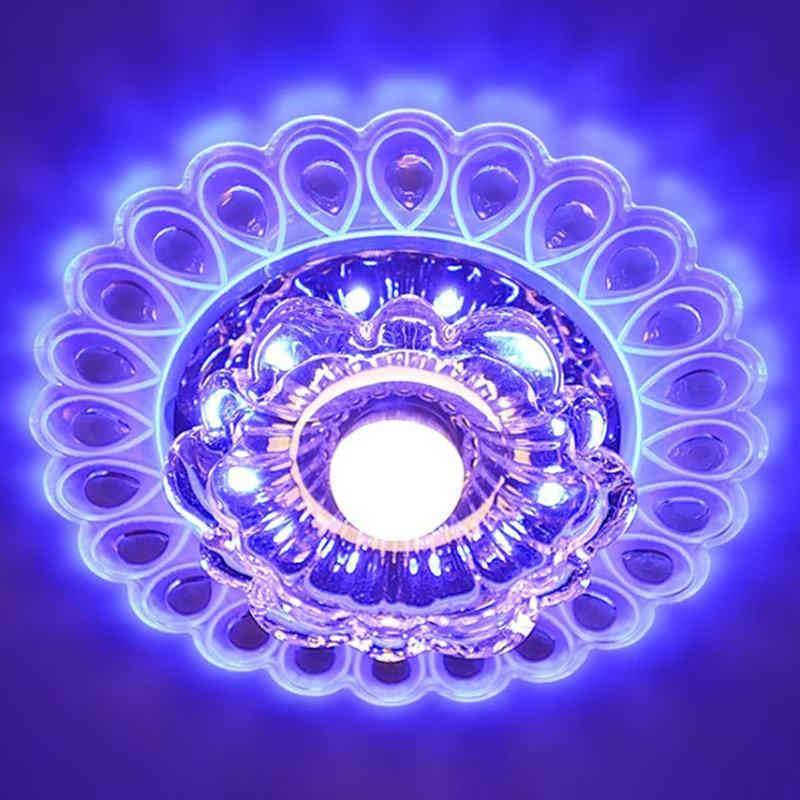 Luminaire encastré à LED en cristal minimaliste pour entrée d'entrée en fleurs en fleurs, transparent Clearhalo