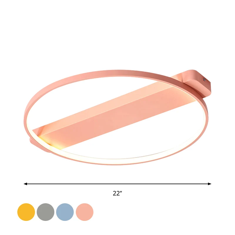 Luminaire encastré à LED pour chambre d'enfant de 18 "/22" de largeur, jaune macaron/rose/gris, luminaire proche du plafon...