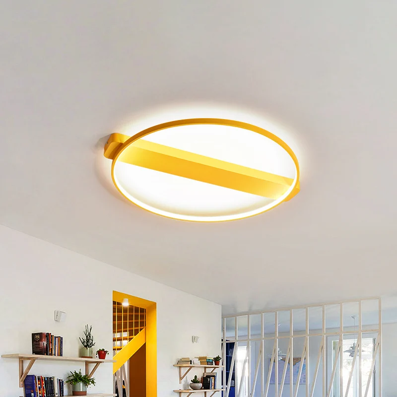 Luminaire encastré à LED pour chambre d'enfant de 18 "/22" de largeur, jaune macaron/rose/gris, luminaire proche du plafon...