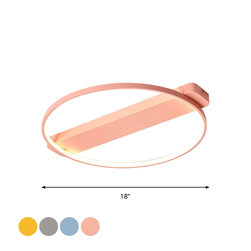 Luminaire encastré à LED pour chambre d'enfant de 18 "/22" de largeur, jaune macaron/rose/gris, luminaire proche du plafon...